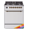 ILVE Nostalgie II 30-Inch Natural Gas Dual Fuel Range with Solid Door in Custom RAL with Bronze Trim (UP30QNMPRAB)