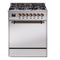 ILVE Nostalgie II 30-Inch Propane Gas Dual Fuel Range with Solid Door in Stainless Steel with Bronze Trim (UP30QNMPSSBLP)