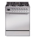 ILVE Nostalgie II 30-Inch Dual Fuel Range with Solid Door in Stainless Steel with Chrome Trim (UP30QNMPSSC)