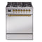 ILVE Nostalgie II 30-Inch Propane Gas Dual Fuel Range with Solid Door in Stainless Steel with Brass Trim (UP30QNMPSSGLP)