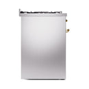 ILVE Nostalgie II 30-Inch Propane Gas Dual Fuel Range with Solid Door in Stainless Steel with Brass Trim (UP30QNMPSSGLP)