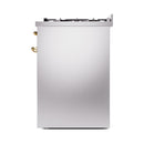 ILVE Nostalgie II 30-Inch Propane Gas Dual Fuel Range with Solid Door in Stainless Steel with Brass Trim (UP30QNMPSSGLP)
