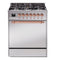 ILVE Nostalgie II 30-Inch Propane Gas Dual Fuel Range with Solid Door in Stainless Steel with Copper Trim (UP30QNMPSSPLP)