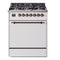 ILVE Nostalgie II 30-Inch Propane Gas Dual Fuel Range with Solid Door in White with Bronze Trim (UP30QNMPWHBLP)