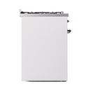 ILVE Nostalgie II 30-Inch Natural Gas Dual Fuel Range with Solid Door in White with Bronze Trim (UP30QNMPWHB)