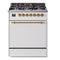 ILVE Nostalgie II 30-Inch Propane Gas Dual Fuel Range with Solid Door in White with Brass Trim (UP30QNMPWHGLP)