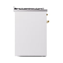 ILVE Nostalgie II 30-Inch Propane Gas Dual Fuel Range with Solid Door in White with Brass Trim (UP30QNMPWHGLP)