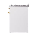 ILVE Nostalgie II 30-Inch Propane Gas Dual Fuel Range with Solid Door in White with Brass Trim (UP30QNMPWHGLP)