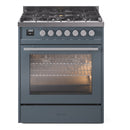 ILVE 30-Inch Professional Plus II Natural Gas Dual Fuel Range with 5 Burners in Blue Grey (UP30WMPBG)
