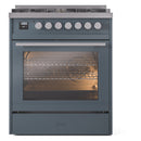ILVE 30-Inch Professional Plus II Dual Fuel Range with 5 Burners in Blue Grey (UP30WMPBG)