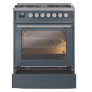 ILVE 30-Inch Professional Plus II Natural Gas Dual Fuel Range with 5 Burners in Blue Grey (UP30WMPBG)