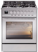 ILVE Professional Plus II 30-Inch Freestanding Natural Gas Dual Fuel Range with 5 Sealed Burner in Stainless Steel (UP30WMPSS)