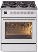 ILVE Professional Plus II 30-Inch Freestanding Natural Gas Dual Fuel Range with 5 Sealed Burner in White (UP30WMPWH)