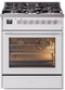 ILVE Professional Plus II 30-Inch Freestanding Natural Gas Dual Fuel Range with 5 Sealed Burner in White (UP30WMPWH)