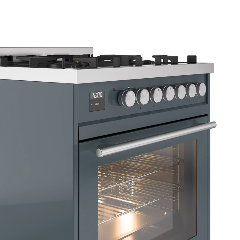 ILVE 30-Inch Professional Plus Dual Fuel Range with 5 Burners in Blue Grey (UP30WMPBG)