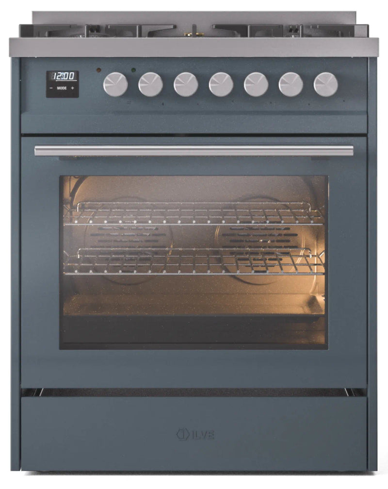 ILVE 30-Inch Professional Plus Dual Fuel Range with 5 Burners in Blue Grey (UP30WMPBG)