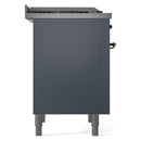 ILVE Nostalgie II 36-Inch Dual Fuel Freestanding Range in Blue Grey with Bronze Trim (UP36FNMPBGB)