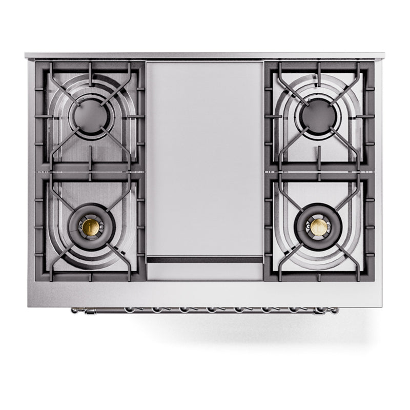 ILVE Nostalgie II 36-Inch Dual Fuel Freestanding Range in Blue Grey with Chrome Trim (UP36FNMPBGC)