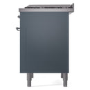 ILVE Nostalgie II 36-Inch Freestanding Natural Gas Dual Fuel Range in Blue Grey with Chrome Trim (UP36FNMPBGC)