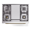 ILVE Nostalgie II 36-Inch Dual Fuel Freestanding Range in Blue Grey with Brass Trim (UP36FNMPBGG)