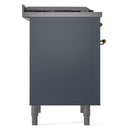 ILVE Nostalgie II 36-Inch Freestanding Natural Gas Dual Fuel Range in Blue Grey with Brass Trim (UP36FNMPBGG)