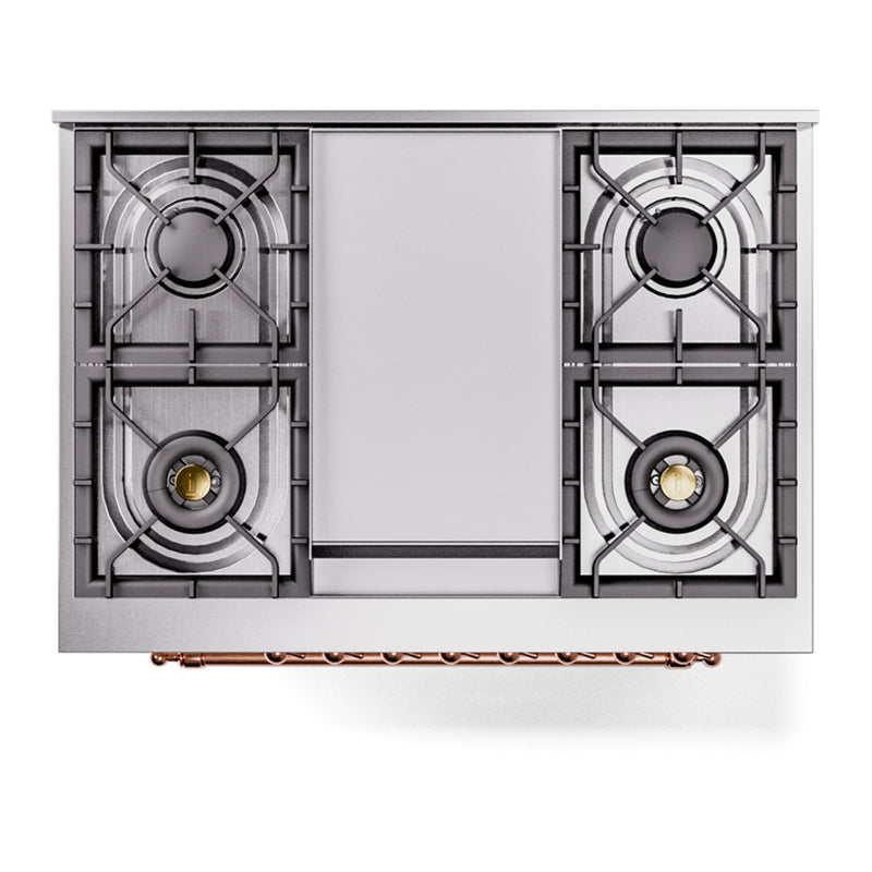 ILVE Nostalgie II 36-Inch Dual Fuel Freestanding Range in Blue Grey with Copper Trim (UP36FNMPBGP)