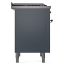 ILVE Nostalgie II 36-Inch Freestanding Natural Gas Dual Fuel Range in Blue Grey with Copper Trim (UP36FNMPBGP)