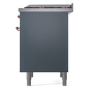 ILVE Nostalgie II 36-Inch Freestanding Natural Gas Dual Fuel Range in Blue Grey with Copper Trim (UP36FNMPBGP)