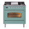 ILVE Nostalgie II 36-Inch Freestanding Natural Gas Dual Fuel Range in Mediterranean Mint with Chrome Trim (UP36FNMPMMC)