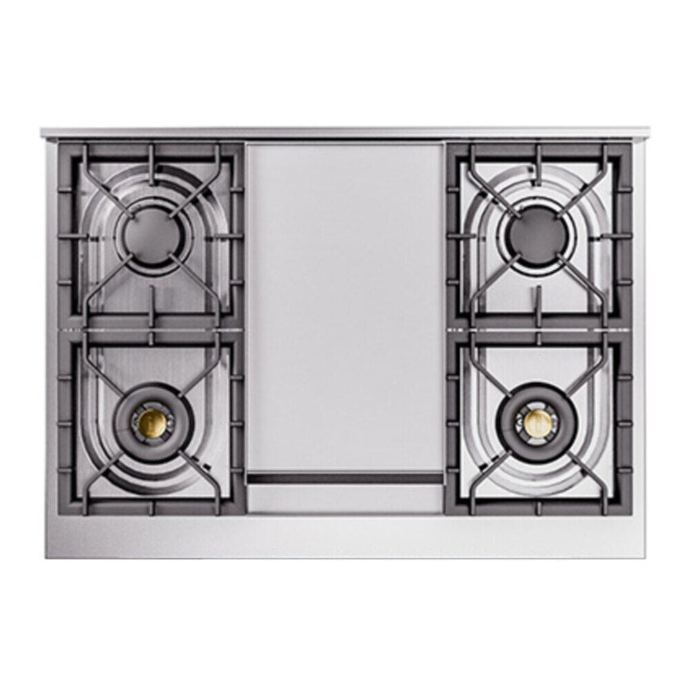 ILVE Nostalgie II 36-Inch Freestanding Propane Gas Dual Fuel Range in Mediterranean Mint with Brass Trim (UP36FNMPMMGLP)