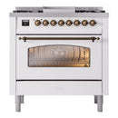 ILVE Nostalgie II 36-Inch Freestanding Natural Gas Dual Fuel Range in Custom RAL with Bronze Trim (UP36FNMPRAB)
