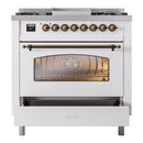 ILVE Nostalgie II 36-Inch Freestanding Natural Gas Dual Fuel Range in Custom RAL with Bronze Trim (UP36FNMPRAB)