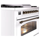 ILVE Nostalgie II 36-Inch Dual Fuel Freestanding Range in Custom RAL with Bronze Trim (UP36FNMPRABLP)