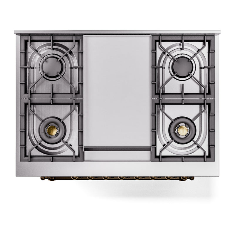 ILVE Nostalgie II 36-Inch Dual Fuel Freestanding Range in Custom RAL with Bronze Trim (UP36FNMPRAB)