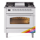 ILVE Nostalgie II 36-Inch Freestanding Natural Gas Dual Fuel Range in Custom RAL with Chrome Trim (UP36FNMPRAC)