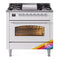 ILVE Nostalgie II 36-Inch Freestanding Natural Gas Dual Fuel Range in Custom RAL with Chrome Trim (UP36FNMPRAC)