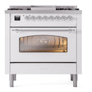 ILVE Nostalgie II 36-Inch Freestanding Natural Gas Dual Fuel Range in Custom RAL with Chrome Trim (UP36FNMPRAC)
