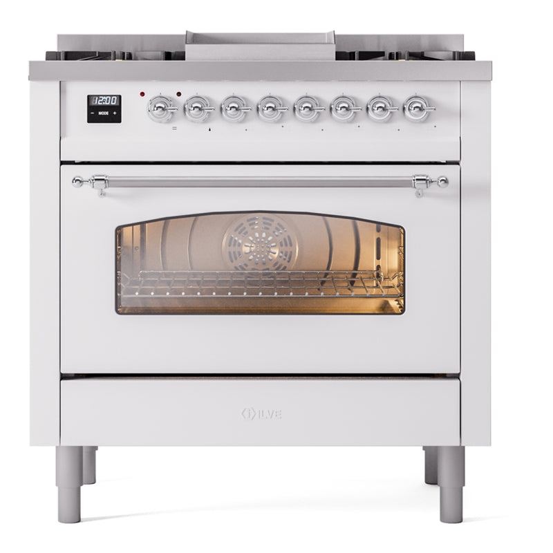 ILVE Nostalgie II 36-Inch Dual Fuel Freestanding Range in Custom RAL with Chrome Trim (UP36FNMPRAC)