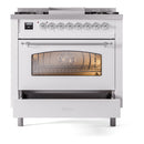 ILVE Nostalgie II 36-Inch Dual Fuel Freestanding Range in Custom RAL with Chrome Trim (UP36FNMPRACLP)