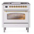 ILVE Nostalgie II 36-Inch Dual Fuel Freestanding Range in Custom RAL with Brass Trim (UP36FNMPRAGLP)