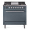 ILVE 36-Inch Professional Plus II Natural Gas Dual Fuel Range with 6 Burners and Solid Door Oven in Blue Grey (UP36FQMPBG)
