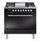 ILVE 36-Inch Professional Plus II Natural Gas Dual Fuel Range with 6 Burners and Solid Door in Glossy Black (UP36FQMPBK)