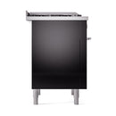 ILVE 36-Inch Professional Plus II Natural Gas Dual Fuel Range with 6 Burners and Solid Door in Glossy Black (UP36FQMPBK)