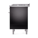ILVE 36-Inch Professional Plus II Natural Gas Dual Fuel Range with 6 Burners and Solid Door in Glossy Black (UP36FQMPBK)