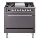 ILVE 36-Inch Professional Plus II Natural Gas Dual Fuel Range with 6 Burners and Solid Door in Matte Graphite (UP36FQMPMG)