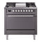 ILVE 36-Inch Professional Plus II Natural Gas Dual Fuel Range with 6 Burners and Solid Door in Matte Graphite (UP36FQMPMG)