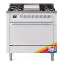 ILVE 36-Inch Professional Plus II Natural Gas Dual Fuel Range with 6 Burners and Solid Door Oven in RAL (UP36FQMPRA)