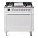 ILVE 36-Inch Professional Plus II Natural Gas Dual Fuel Range with 6 Burners and Solid Door Oven in White (UP36FQMPWH)