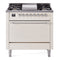 ILVE 36-Inch Nostalgie II Natural Gas Dual Fuel Range with Solid Door Oven, 6 Burners in Antique White with Chrome Trim (UP36FQNMPAWC)