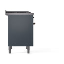 ILVE 36-Inch Nostalgie II Natural Gas Dual Fuel Range with 6 Burners and Solid Door Oven in Blue Grey with Bronze Trim (UP36FQNMPBGB)